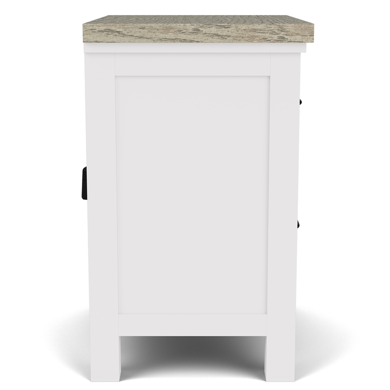 RIverside Furniture Cora Wood Two Drawer Nightstand in Cloud White & Fog Gray