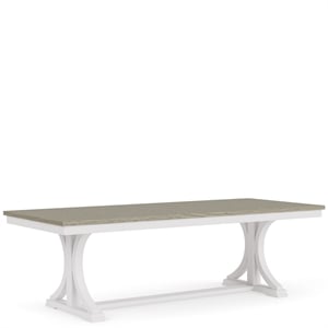 Riverside Furniture Cora Wood Trestle Dining Table in Cloud White and Fog Gray