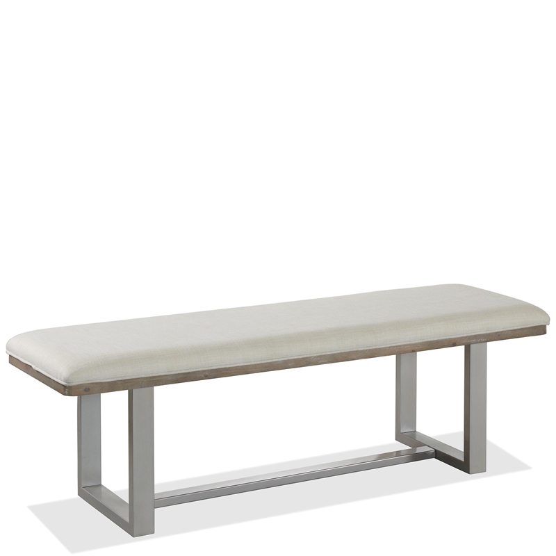 Riverside Furniture Intrigue Upholstered Wood Dining Bench in Tan Hazelwood