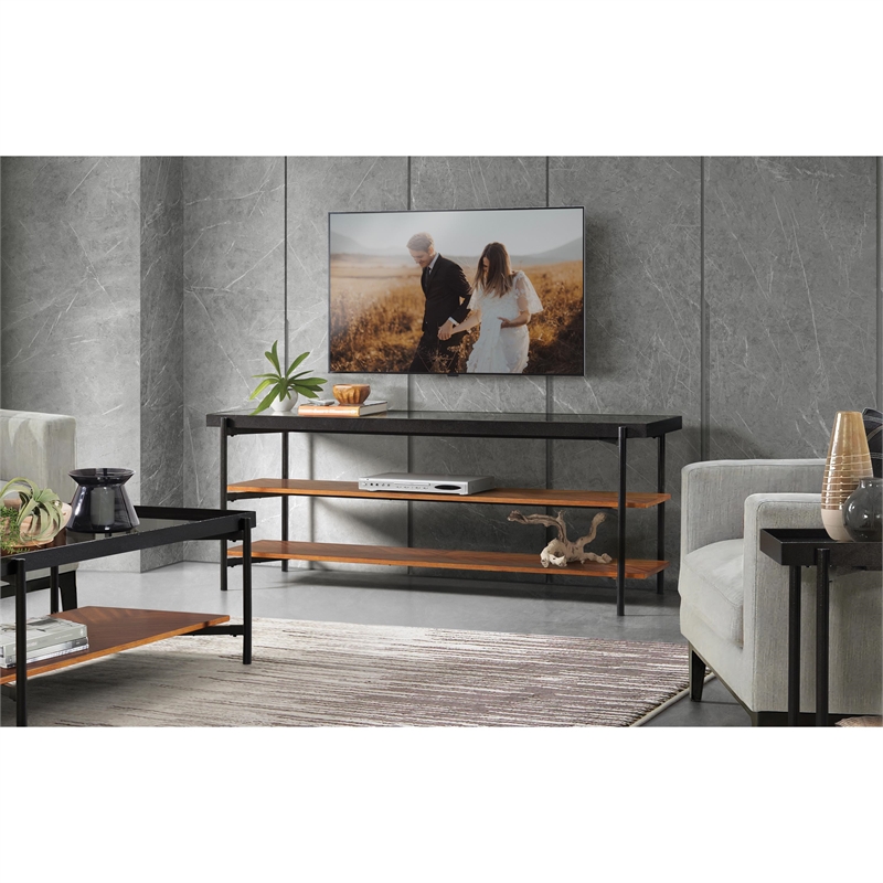 Riverside Furniture Lennox Rectangular Glass Top Coffee Table in Rosewood