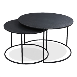 Riverside Furniture Declan Aluminum Round Nesting Coffee Table in Charcoal