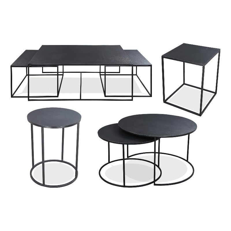 Riverside Furniture Declan Aluminum Round Nesting Coffee Table in Charcoal