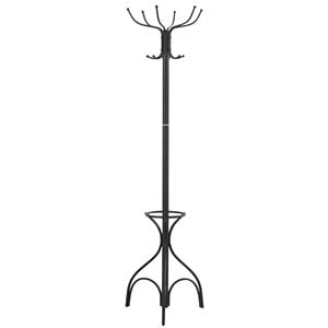 Coat Rack Hall Tree 12 Hooks Entryway 70&quotH Bedroom Metal Black