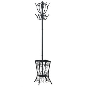 Coat Rack Hall Tree 8 Hooks Entryway 71&quotH Bedroom Metal Black