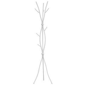 Coat Rack Hall Tree 11 Hooks Entryway 74&quotH Bedroom Metal White