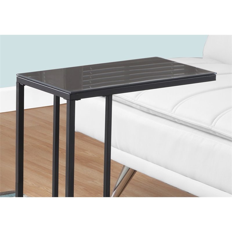 Accent Table C-shaped End Side Snack Living Room Bedroom Metal Black