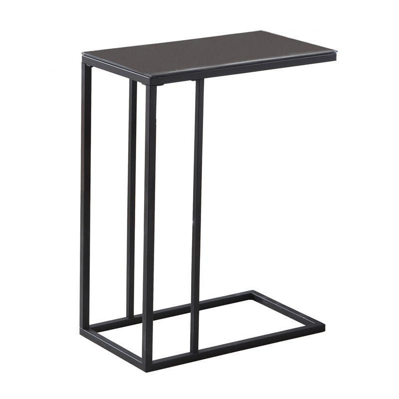 Accent Table C-shaped End Side Snack Living Room Bedroom Metal Black