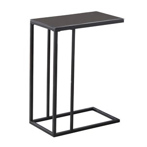 Accent Table C-shaped End Side Snack Living Room Bedroom Metal Black