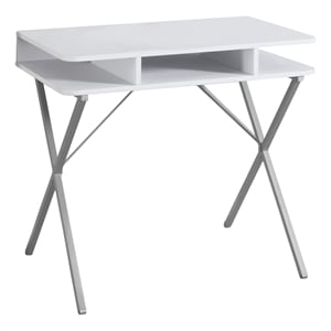 Computer Desk Home Office Laptop Storage Shelves 31&quotL Work Metal White