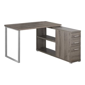Computer Desk Home Office Corner L Shape Work Laptop Metal Brown