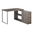 Computer Desk Home Office Corner L Shape Work Laptop Metal Brown