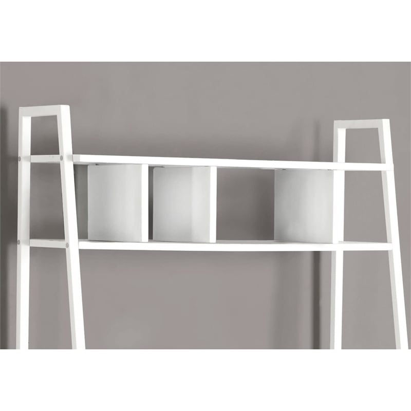 Computer Desk Home Office Laptop Leaning Storage Shelves Work Metal White