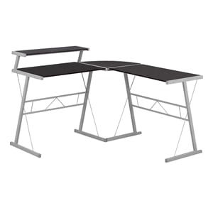 Computer Desk Home Office Corner L Shape Work Laptop Metal Brown Grey