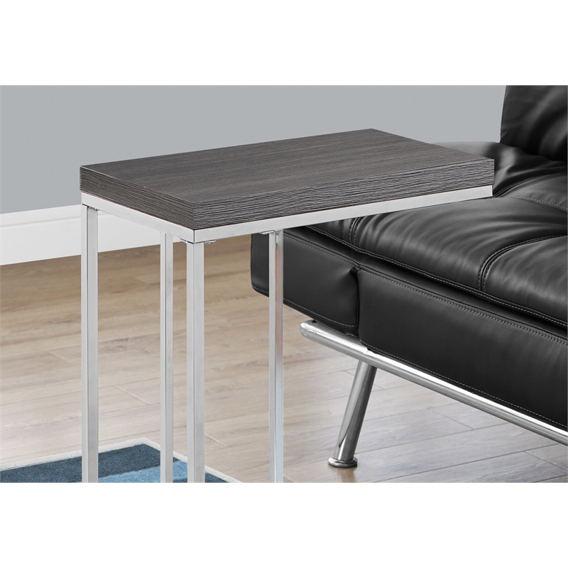 Accent Table C-shaped End Side Snack Living Room Bedroom Metal Grey