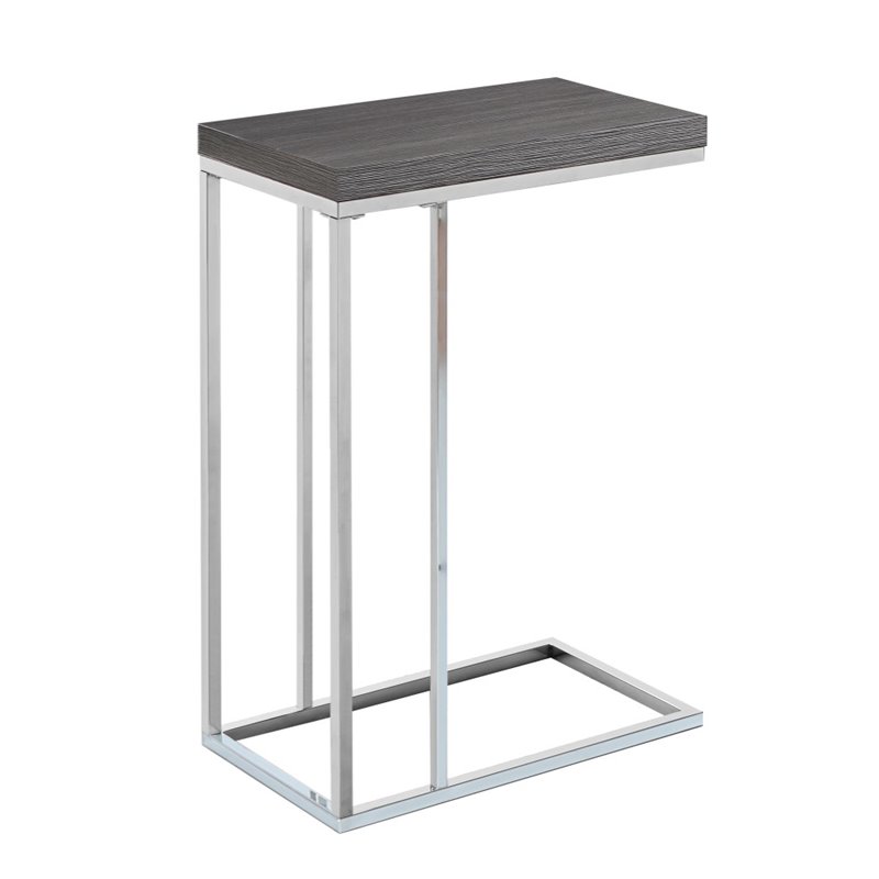 Accent Table C-shaped End Side Snack Living Room Bedroom Metal Grey