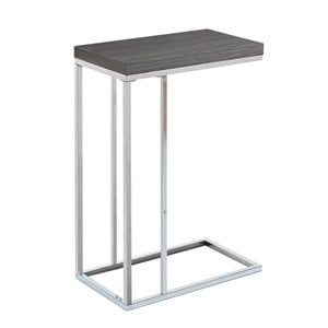 Accent Table C-shaped End Side Snack Living Room Bedroom Metal Grey