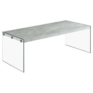 Coffee Table Accent Cocktail Rectangular 44&quotL Tempered Glass Grey