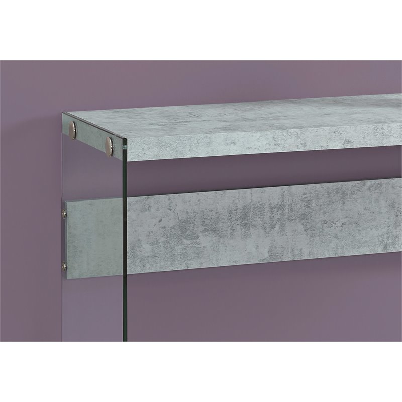 Accent Table Console Entryway Narrow Sofa Bedroom Tempered Glass Grey