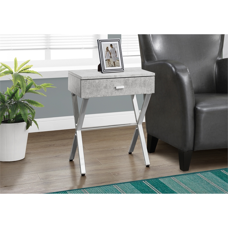 Accent Table Side End Nightstand Lamp Living Room Bedroom Metal Grey