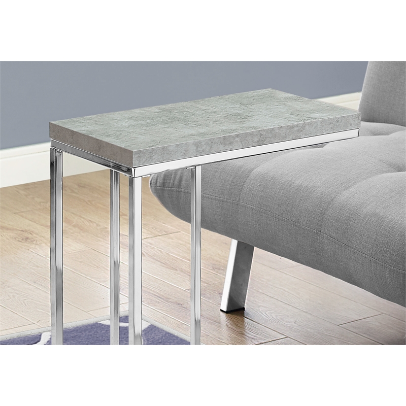 Accent Table C-shaped End Side Snack Living Room Bedroom Metal Grey