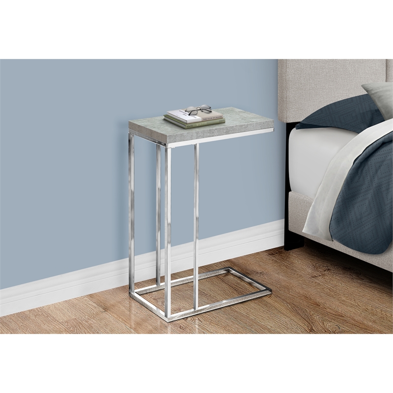 Accent Table C-shaped End Side Snack Living Room Bedroom Metal Grey