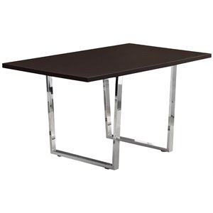 Monarch 60&quot Rectangular Dining Table in Espresso Top and Chrome Metal Base