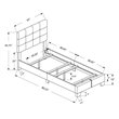 Bed Twin Size Platform Teen Frame Upholstered Linen Look Wood Legs Grey