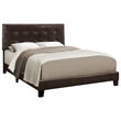Bed Queen Size Platform Bedroom Frame Upholstered Pu Leather Look Brown