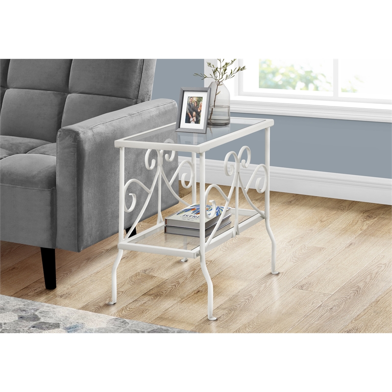 Accent Table Side End Nightstand Lamp Living Room Bedroom Metal White