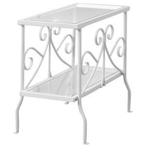 Accent Table Side End Nightstand Lamp Living Room Bedroom Metal White