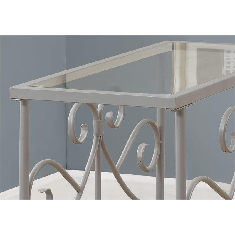 Accent Table Side End Nightstand Lamp Living Room Bedroom Metal Grey