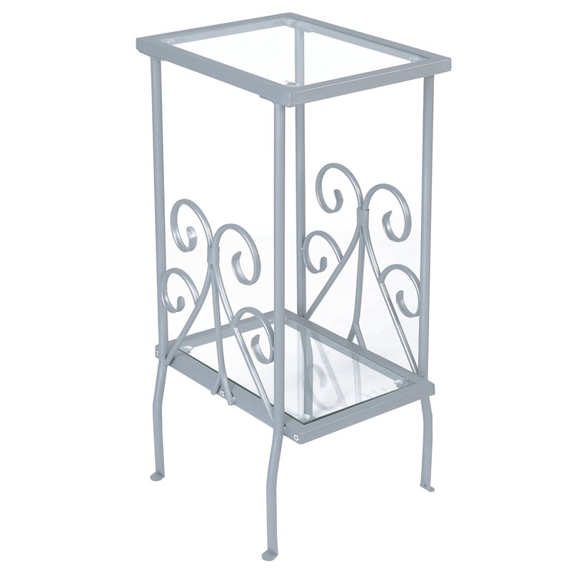 Accent Table Side End Nightstand Lamp Living Room Bedroom Metal Grey