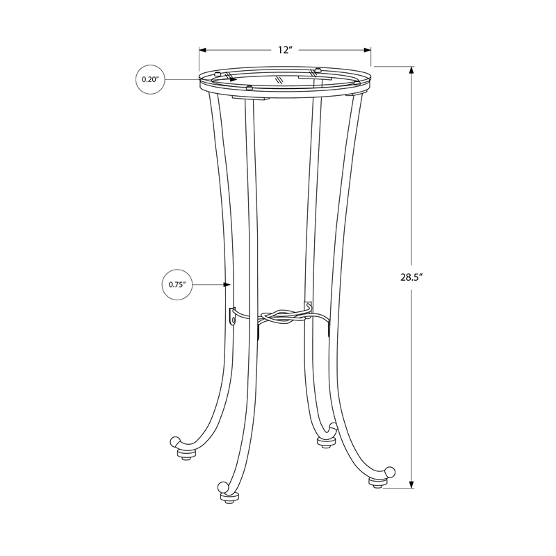 Accent Table Side End Plant Stand Round Living Room Bedroom Metal Black