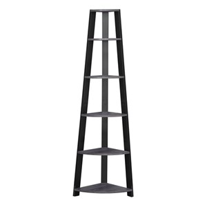 Bookshelf Etagere Corner 5 Tier 72&quotH Office Bedroom Laminate Grey