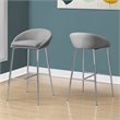 Bar Stool Set Of 2 Bar Height Metal Fabric Grey Chrome Contemporary