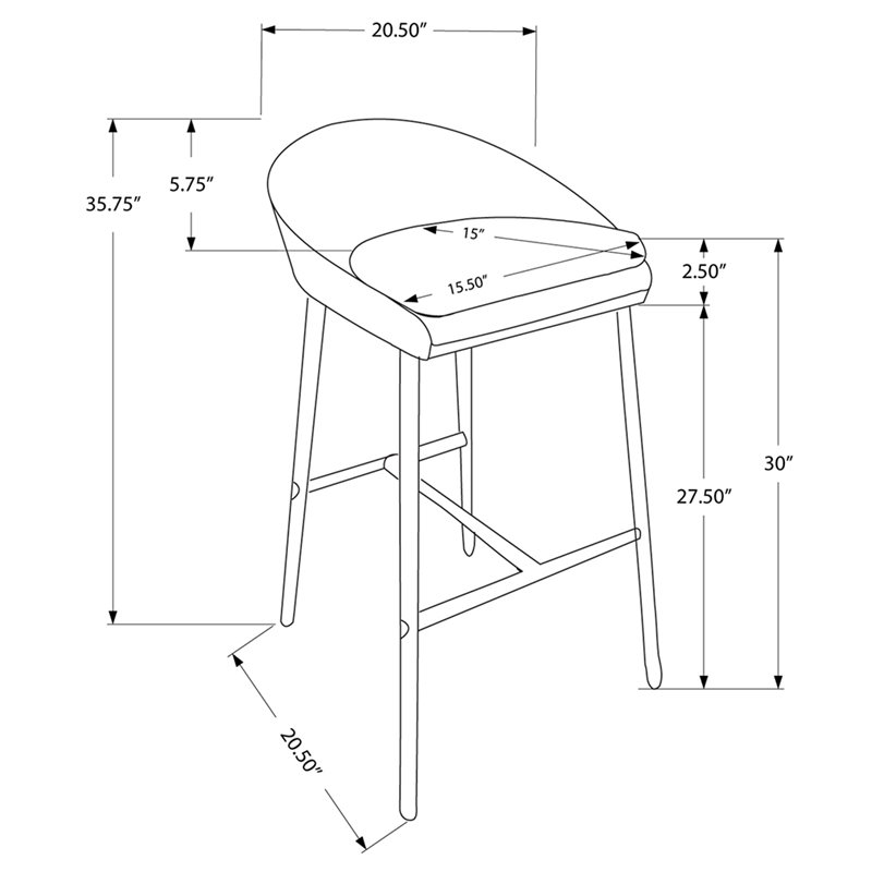 Bar Stool Set Of 2 Bar Height Metal Fabric Grey Chrome Contemporary
