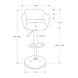 Bar Stool Swivel Bar Height Adjustable Metal Fabric Grey Chrome