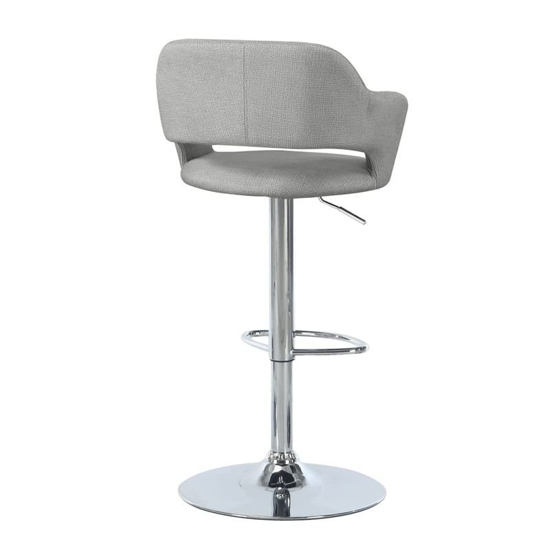 Bar Stool Swivel Bar Height Adjustable Metal Fabric Grey Chrome