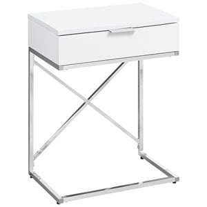 Accent Table Side End Nightstand Lamp Bedroom Metal Glossy White
