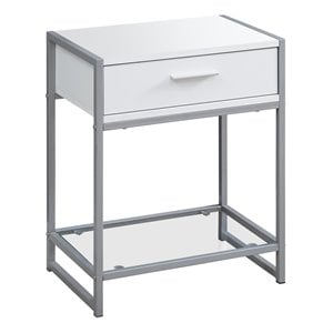 Accent Table Side End Nightstand Lamp Bedroom Metal Laminate White