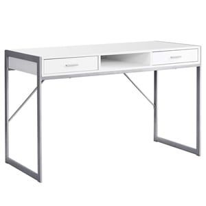 Computer Desk Home Office Laptop Storage Drawers 48&quotL Work Metal White