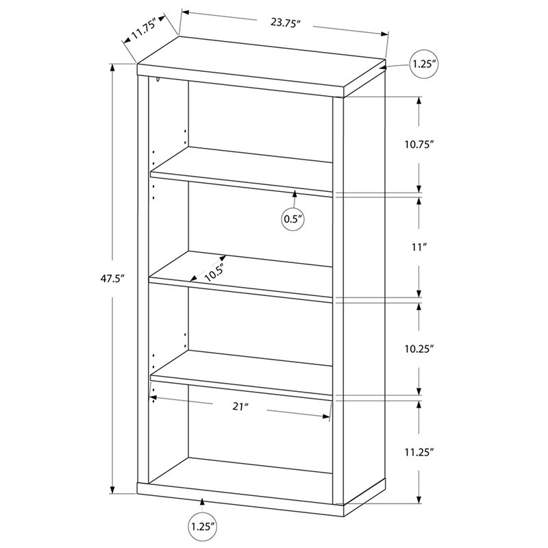 Bookshelf Bookcase Etagere 5 Tier 48
