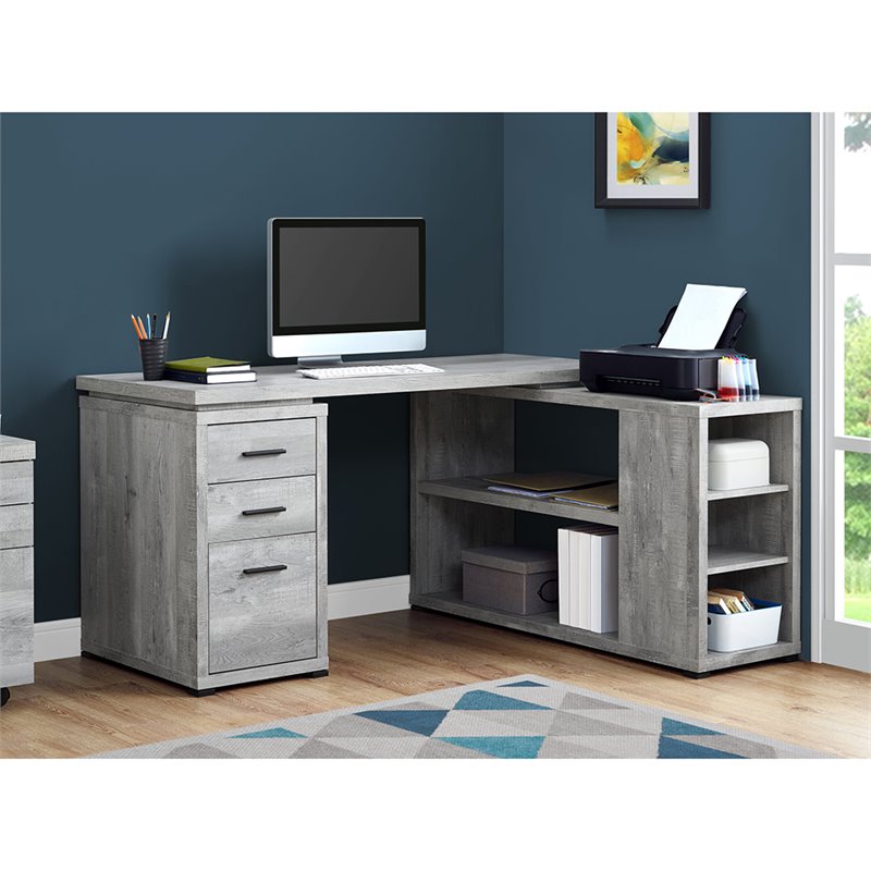 Computer Desk Home Office Corner L Shape Work Laptop Laminate Grey