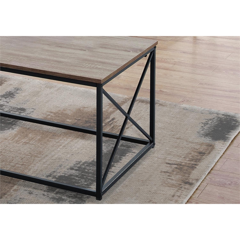 Table Set 3pcs Set Coffee End Side Accent Living Room Metal Brown Black