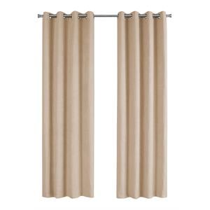 Curtain Panel 54&quotW X 84&quotL Grommet Bedroom Kitchen Micro Suede Beige