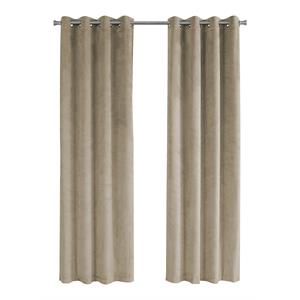 Curtain Panel 2pcs Set 54&quotW X 95&quotL Grommet Bedroom Kitchen Velvet Beige
