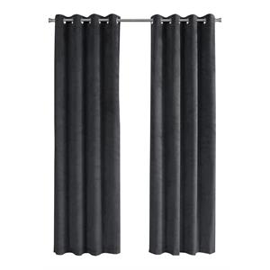 Curtain Panel 2pcs Set 54&quotW X 84&quotL Grommet Bedroom Kitchen Velvet Grey