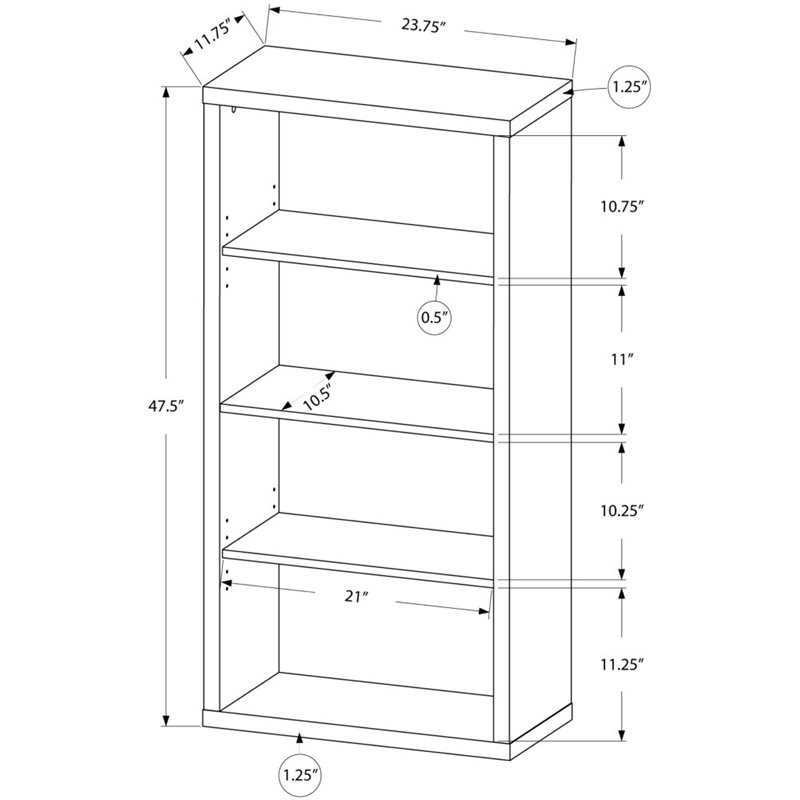 Bookshelf Bookcase Etagere 5 Tier 48