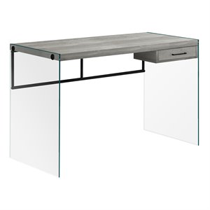 Computer Desk Home Office Laptop 48&quotL Work Tempered Glass Grey
