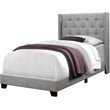 Bed Twin Size Platform Teen Frame Upholstered Velvet Wood Legs Grey